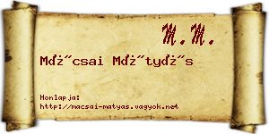 Mácsai Mátyás névjegykártya