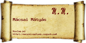 Mácsai Mátyás névjegykártya